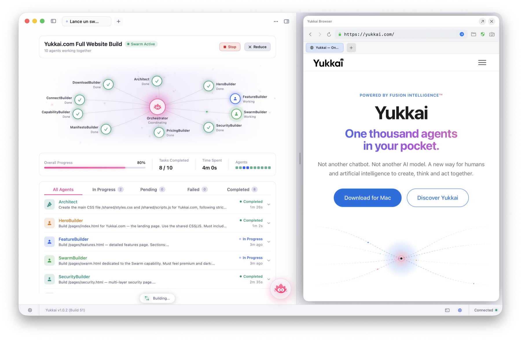 Yukkai controlling a browser with built-in tools