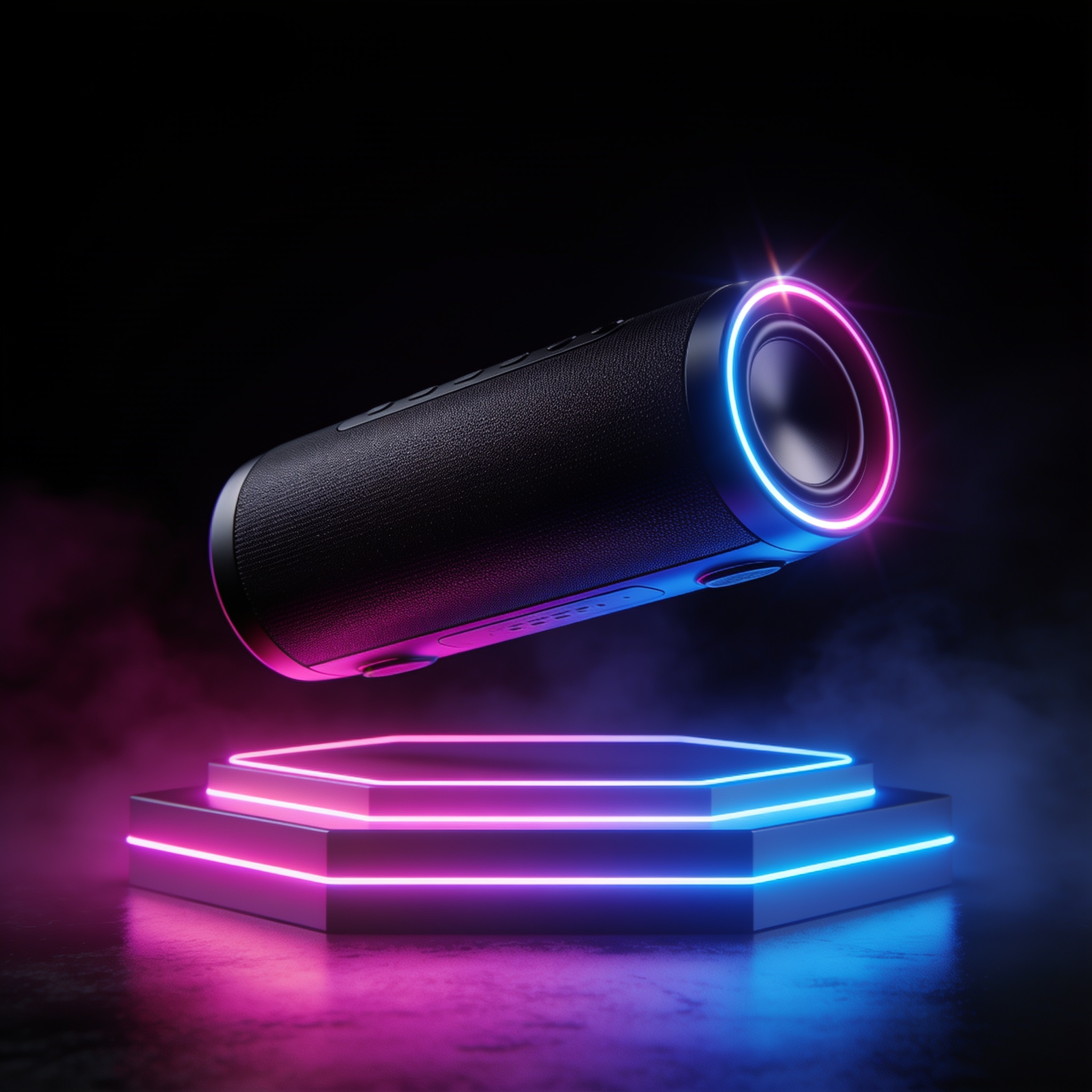 Levitating speaker product shot, generated by Yukkai with Seedream 4.5