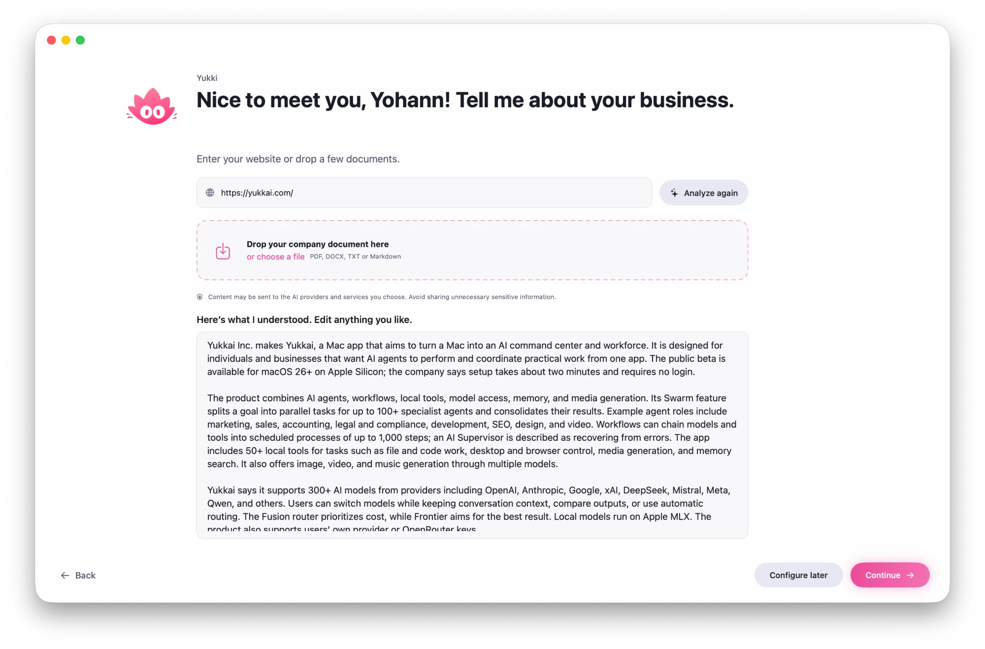 Yukki sums up the company's business from its website